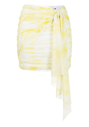 MSGM graphic-print ruched miniskirt - Yellow