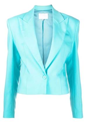 Costarellos cropped padded-shoulder blouse - Blue