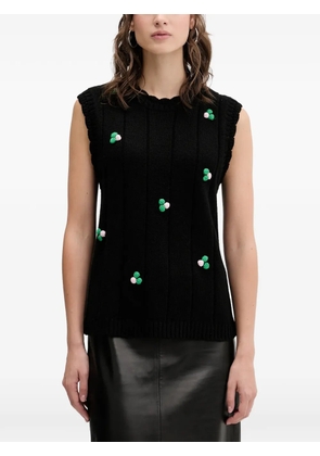 Stine Goya flower-detail ribbed-knit vest - Black