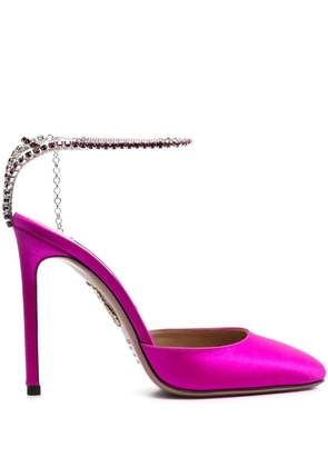 Aquazzura 110mm crystal-embellished satin pumps - Pink