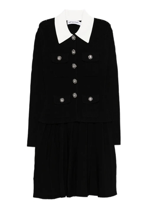 Self-Portrait embellished collared mini dress - Black