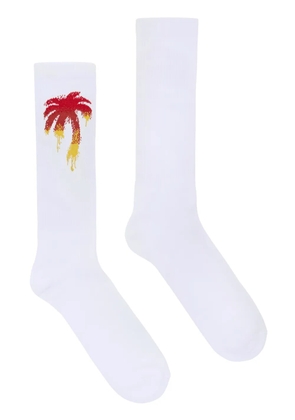 Palm Angels palm-motif calf socks - White