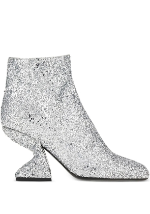 Ferragamo glitter-effect sculpted-heel ankle boots - Grey