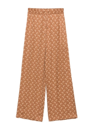 Marine Serre moon-jacquard satin trousers - Brown