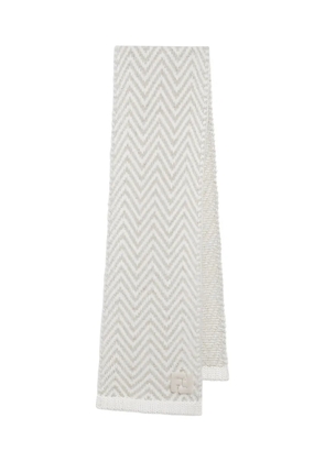 FENDI chevron logo-embroidery scarf - Neutrals