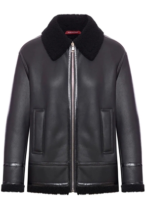Gucci shearling-trim leather jacket - Black
