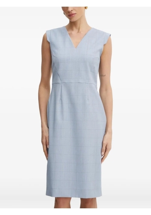 BOSS checked V-neck sheath mini dress - Blue