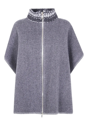 Fabiana Filippi herringbone-pattern zip-front cape - Grey