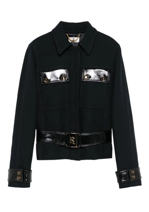 Elisabetta Franchi patent-trimmed belted jacket - Black