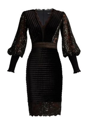 Tadashi Shoji lace pleated midi dress - Black