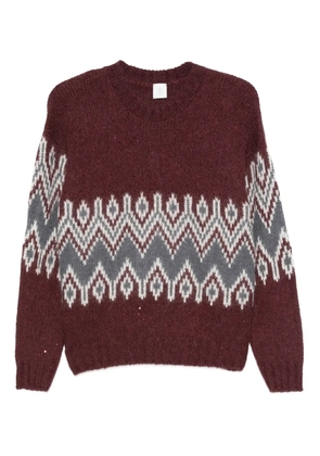 Eleventy Fairisle-pattern crew-neck sweater - Red