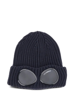 C.P. Company Goggle-detail ribbed beanie - Blue