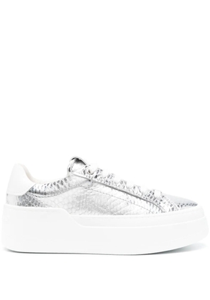 Ferragamo Wedge metallic plaftorm sneakers - Silver