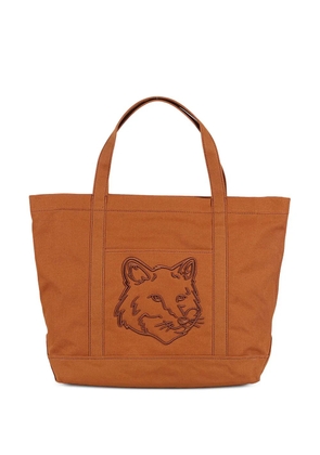 Maison Kitsuné large Fox Head tote bag - Brown