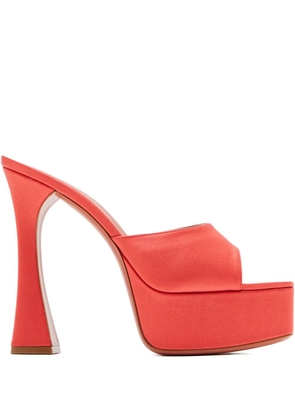 Amina Muaddi 140mm satin platform sandals - Orange
