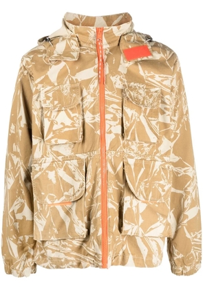 Aries Crinkle camouflage hooded cargo jacket - Neutrals