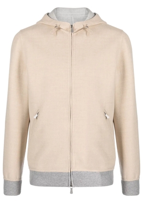 Eleventy contrasting-trim wool hooded jacket - Neutrals