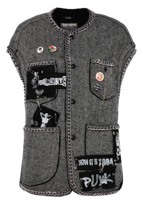 R13 herringbone-pattern sleeveless jacket - Grey