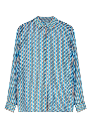DRIES VAN NOTEN striped devoré shirt - Blue