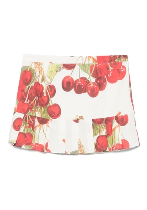 House of Sunny cherry-print pleated skirt - White