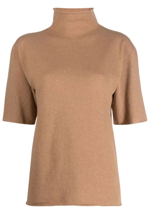 Jil Sander short-sleeved roll-neck knitted top - Neutrals