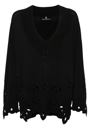 Ermanno Scervino broderie-anglaise ribbed jumper - Black