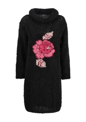 Vintage high-collar embroidered sweater - Black