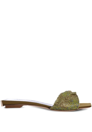 Benedetta Bruzziches Golrarda embellished square-toe slides - Green