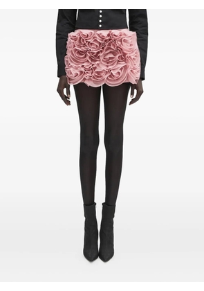 AMBUSH rose-appliqué ruffled skirt - Pink