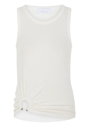 Rabanne asymmetric gathered-detail tank top - White