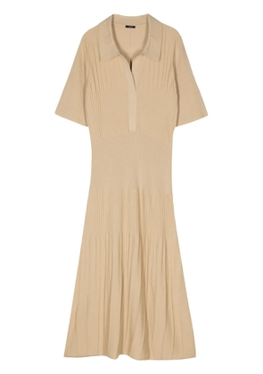 JOSEPH split-neck wool midi dress - Neutrals
