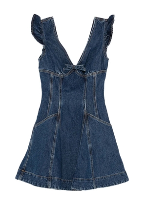 Self-Portrait ruffle-detail denim dress - Blue
