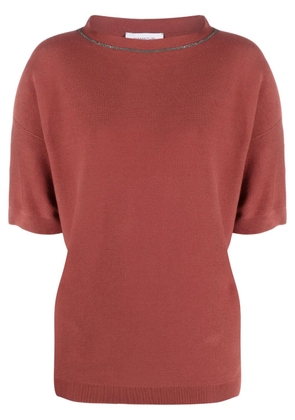 Fabiana Filippi ball-chain detail fine-knit top - Red