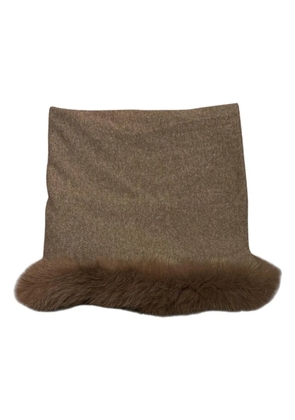 NIMA 1708 fur trim scarf - Brown