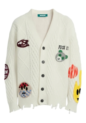 BARROW appliqué cable-knit cardigan - White