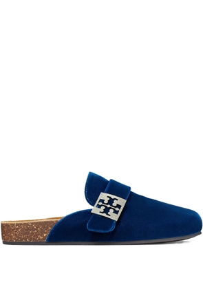 Tory Burch crystal-embellished velvet slippers - Blue