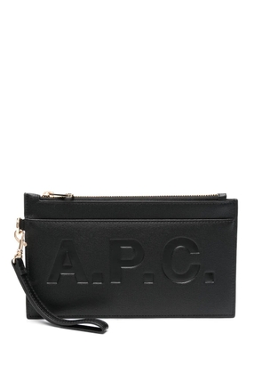 A.P.C. logo-debossed faux-leather clutch bag - Black
