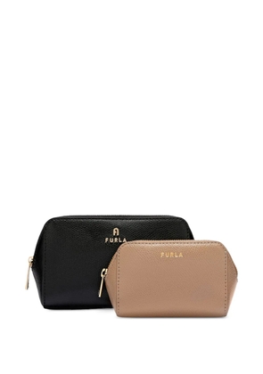 Furla medium Camelia logo-detail make up bags (set of two) - Black