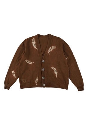 Suzusan fern-motif button cardigan - Brown