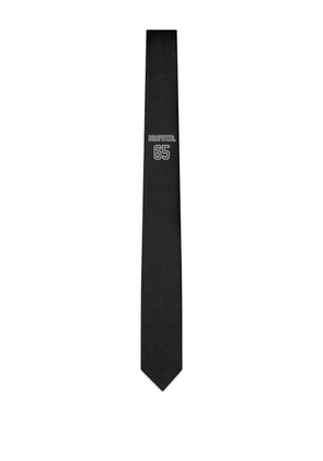 Thom Browne logo-jacquard silk tie - Black