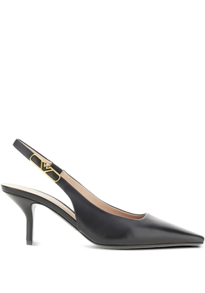Emporio Armani 95mm eagle-plate slingback pumps - Black