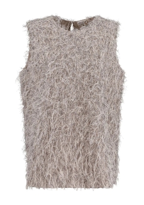 Brunello Cucinelli Vintage lurex fringed top - Grey