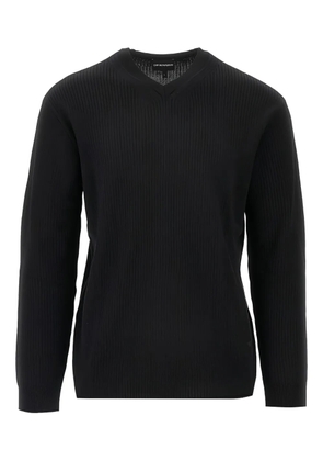 Emporio Armani ribbed V-neck sweater - Black