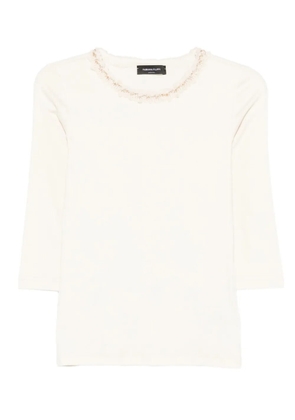 Fabiana Filippi embellished three-quarter sleeve T-shirt - Neutrals