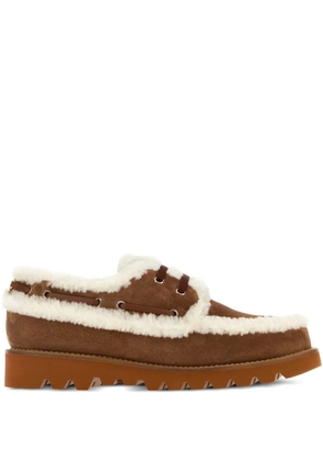 Valentino Garavani shearling-trimmed suede loafers - Brown