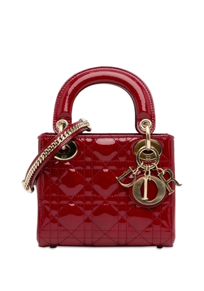 Christian Dior Pre-Owned 2019 Mini Patent Cannage Lady Dior satchel - Red