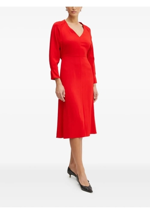 BOSS V-neck buttoned-cuff midi dress - Red