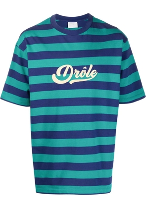 Drôle De Monsieur logo-print striped cotton T-shirt - Blue