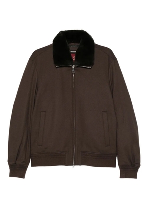 Montecore contrasting-collar zip-up jacket - Brown