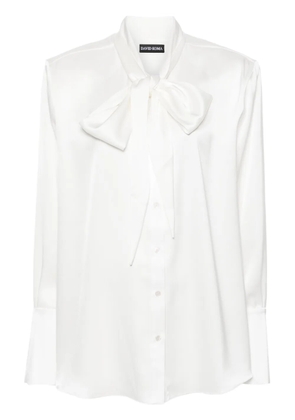 David Koma bow-detail satin shirt - White